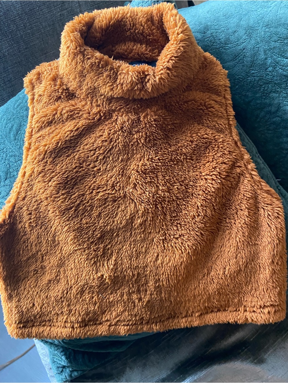 Cozy Mock Neck Fuzzy Crop Top in Rust